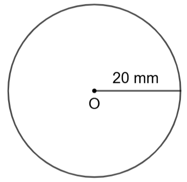 Vẽ đường tròn tâm O bán kính 20 mm. (ảnh 1)
