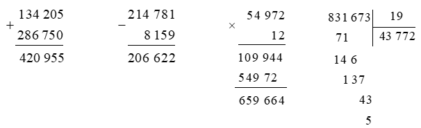 Đặt tính rồi tính:  134 205 + 286 750 (ảnh 1)