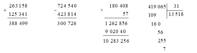 Đặt tính rồi tính  263 158 + 125 341 (ảnh 1)