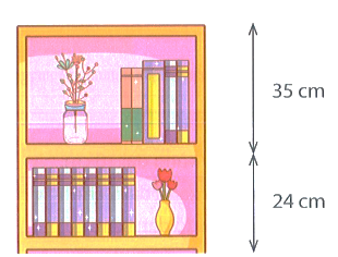 Chiều cao của tủ sách là:  	 (ảnh 1)