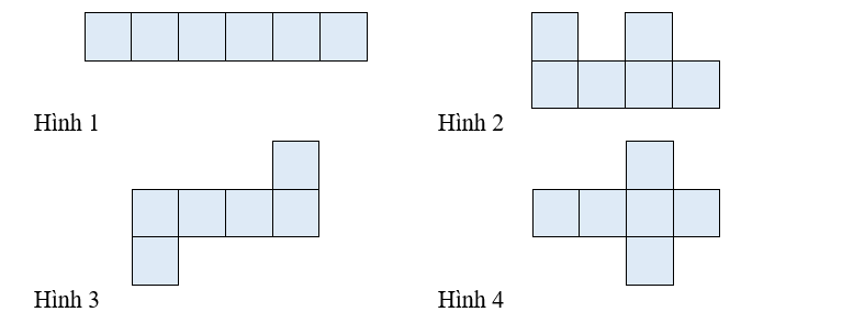 Trong các hình dưới đây, hình triển khai của hình lập phương là: (0,5 điểm) (ảnh 1)