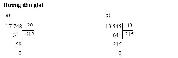 Tính  a) 17 748 : 29 = … (ảnh 1)