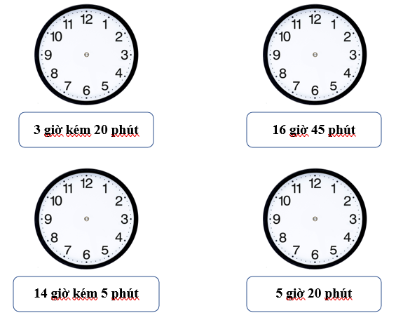 Vẽ thêm kim đồng hồ để đồng hồ chỉ thời gian tương ứng. (ảnh 1)