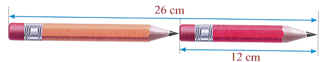 Độ dài của bút chì màu vàng là:   	 (ảnh 1)
