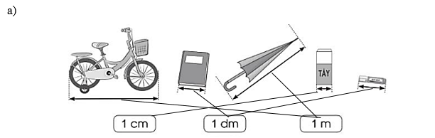 a) Nối mỗi đồ vật với số đo độ dài thích hợp: (ảnh 4)