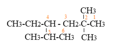 Hợp chất hữu cơ (có CTCT như sau) có tên gọi đúng là 3 – isopropyl – 5,5 – đimetylhexan (ảnh 2)