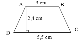 Diện tích hình thang ABCD trong hình vẽ dưới đây là:	A. 10,9 cm^2		 	B. 8,5 cm^2		 	C. 20,4 cm^2		 	D. 10,2 cm^2 (ảnh 1)