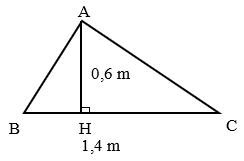 Diện tích tam giác ABC là:   	A. 0,42 m^2		 	B. 0,84 m^2			 	C. 2 m^2		 	D. 0,66 m^2 (ảnh 1)