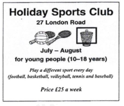 Which statement is TRUE?   A. The club is for people of all ages. B. You can play water sports in this club. C. This club is open only in winter. D. You will pay about £100 a month. (ảnh 1)