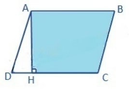  Hình bình hành ABCD có AB = 4 cm, AH = 3 cm, DH = 1 cm. Tính diện tích hình thang AHCB. (ảnh 1)