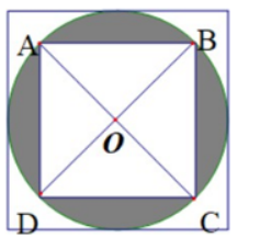 Cho hình sau. Biết hình vuông to có độ dài cạnh là 10 cm, diện tích phần tô đậm bằng (ảnh 2)