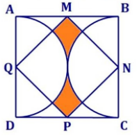 Cho hình vuông ABCD có M, N, P, Q lần lượt là trung điểm xủa AB, BC, CD, DA như hình vẽ. Tính diện tích phần tô màu có trong hình vẽ, biết chu vi hình vuông ABCD là 24cm. (ảnh 1)