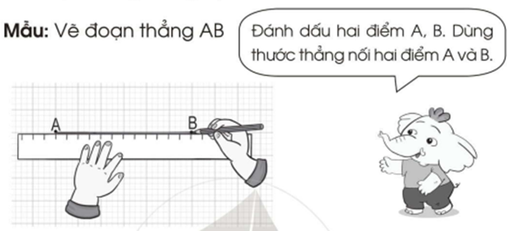 Bài 3 trang 71 vở bài tập Toán lớp 2 Tập 1: Vẽ đoạn thẳng trên giấy kẻ ô li (theo mẫu): (ảnh 1)