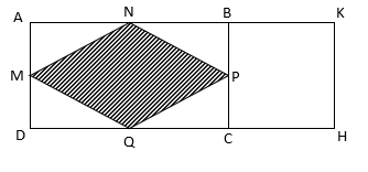 Tính chu vi hình chữ nhật ABCD biết diện tích hình thoi MNPQ là 2323 dm^2 và chu vi hình vuông BKHC là 2020 cm.   (ảnh 2)