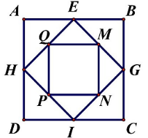  Cho hình vuông ABCD. Nối điểm chính giữa các cạnh của hình vuông ABCD ta được hình vuông EGTH. Nối điểm chính giữa các cạnh của hình vuông EGIH ta được hình vuông MNPQ (như hình vẽ). Tổng chu vi các tam giác hơn tổng chu vi các hình vuông có trong hình là chu vi của hình nào trong hình vẽ bên? (ảnh 1)