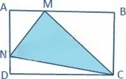 Cho hình chữ nhật ABCD có AB = 45 cm, AD = 30 cm, BM = AB, ND = AN. Tính diện tích tam giác NCM. (ảnh 1)