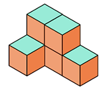 Hình dưới đây có bao nhiêu khối lập phương   A. 3	B. 4	C. 5	D. 6 (ảnh 1)