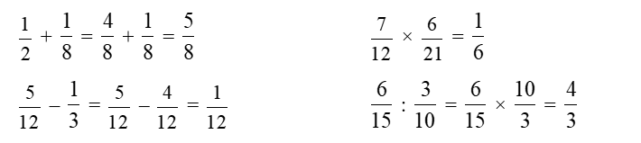 Tính.  2/5 + 1/10 = ..... 4/13 x 26/16   = ..... 3/15- 1/45 =.... (ảnh 2)