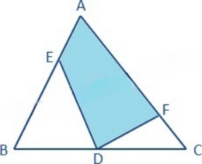 Cho tam giác ABC có diện tích 48. Biết D là trung điểm BC, AE = BE, FC = AF, tính diện tích tứ giác AFDE. (ảnh 1)