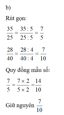 Rút gọn rồi quy đồng mẫu số hai phân số (1 điểm) (ảnh 2)