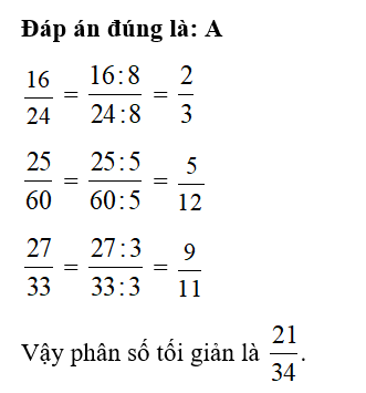 Phân số nào dưới đây là phân số tối giản? (ảnh 1)