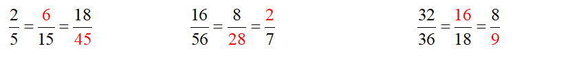 Số?   2/5 = ... 15= 18/ ......     16/ 56 = 8/ .... = ... /7                                       (ảnh 1)