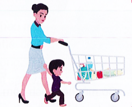 a. Mẹ mua những món đồ là: .................. b. Mua xong, Hạnh và mẹ đi................. (ảnh 1)