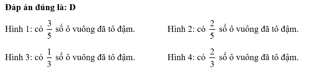 Hình nào có 2/3 số ô vuông đã tô đậm ? (ảnh 2)