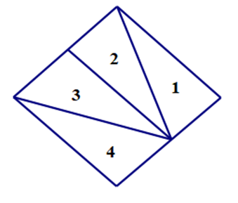 Hình dưới đây có:   A. 4 tam giác và 3 tứ giác.	B. 4 tam giác và 5 tứ giác. C. 5 tam giác và 4 tứ giác.	D. 5 tam giác và 5 tứ giác. (ảnh 2)