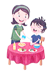 a. Mẹ vào bếp nấu cơm,…………. b. Xong việc, mẹ……………. (ảnh 1)