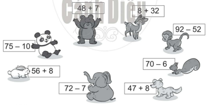 Bài 2 trang 84 vở bài tập Toán lớp 2 Tập 1: Nối các phép có kết quả bằng nhau: (ảnh 1)