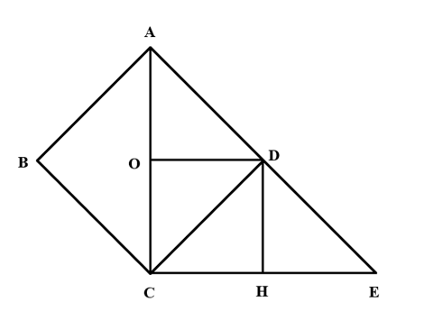 Đ, S? (2 điểm) a) ABCD là hình thoi …. b) Góc đỉnh O, cạnh OA, OC là góc tù ….. c) Có 2 đoạn thẳng vuông góc  (ảnh 1)