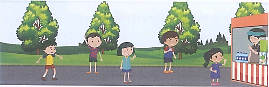 Sau khi chạy thể dục cùng các bạn, Hà đã đi mua nước ép trái cây. Hà mua 5 cốc nước ép, mỗi cốc có giá là 20 000 đồng. Hôm nay cửa hàng giảm giá nên Hà chỉ phải trả 75 000 đồng. Hỏi mỗi cốc nước ép đã được giảm giá bao nhiêu tiền? (1 điểm)   (ảnh 1)