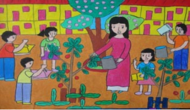 Hãy viết 1 câu phù hợp với nội dung bức tranh sau: (ảnh 1)