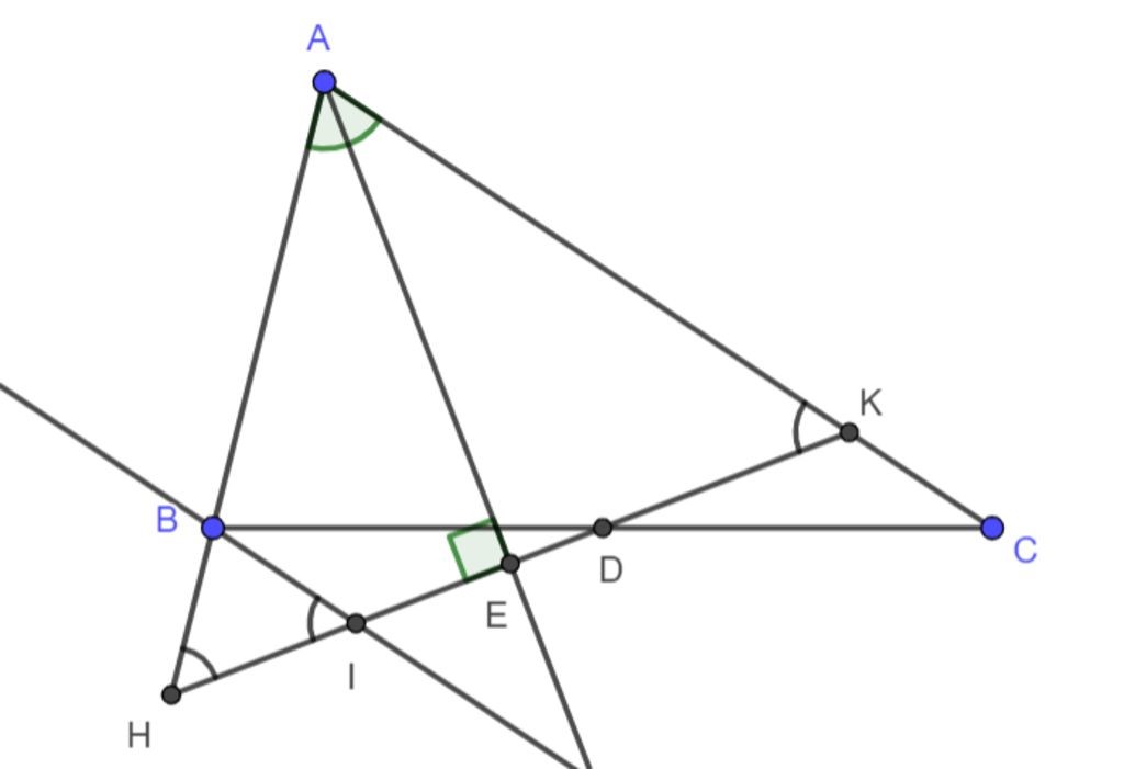 Chứng minh rằng : tam giác AHK cân. (ảnh 1)
