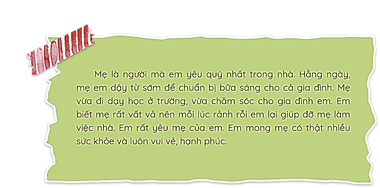 Em hãy viết một đoạn văn thể hiện tình cảm của em đối với người thân. (ảnh 1)