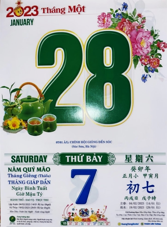 Tờ lịch chỉ thứ …. ngày … tháng … năm 2023. (ảnh 1)
