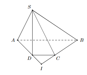 Cho hình chóp S.ABCD, có đáy ABCD là hình thang đáy lớn AB. Khi đó giao điểm của BC và (SAD) là 	 (ảnh 1)