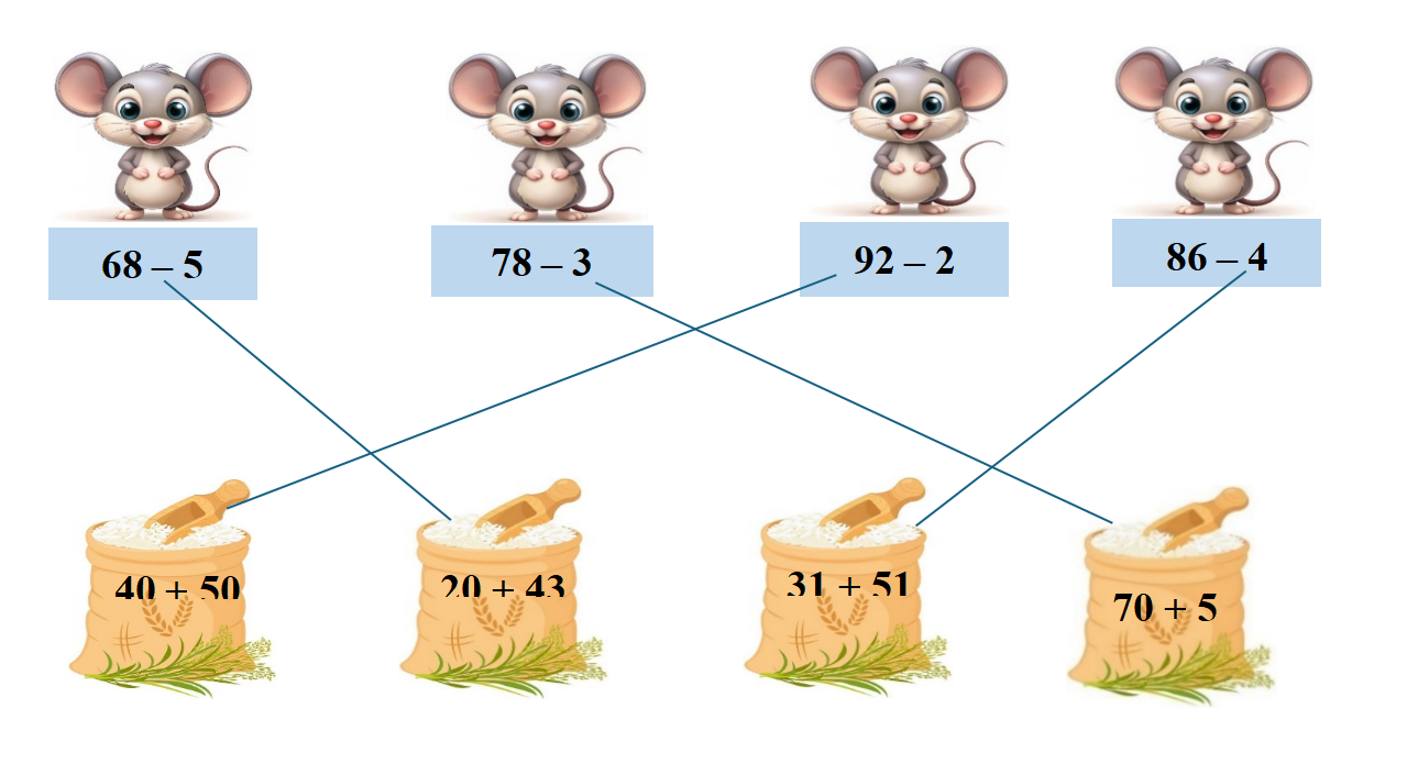 Nối các phép tính có kết quả bằng nhau. (ảnh 2)