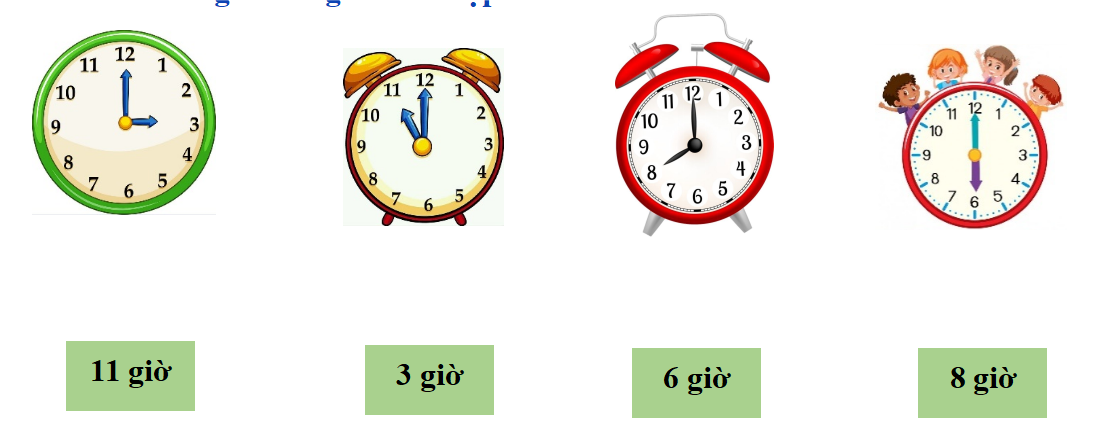 Nối đồng hồ với giờ thích hợp. (ảnh 1)