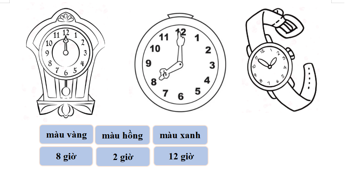 Tô màu đồng hồ theo bảng màu sau: (ảnh 1)