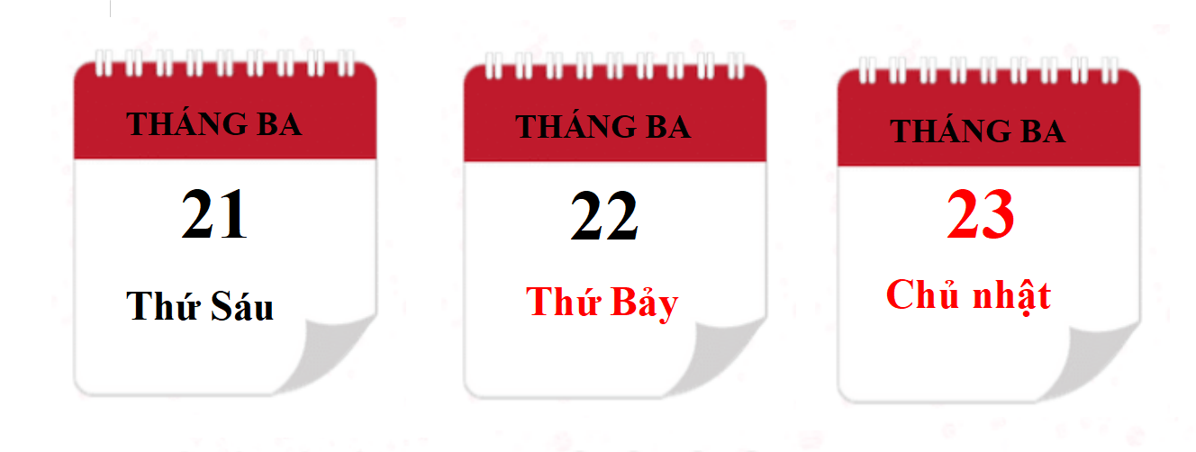 Bạn My xé 3 tờ lịch liền nhau và xếp theo thứ tự từ trái sang phải, viết tiếp vào chỗ chấm cho thích hợp. (ảnh 2)
