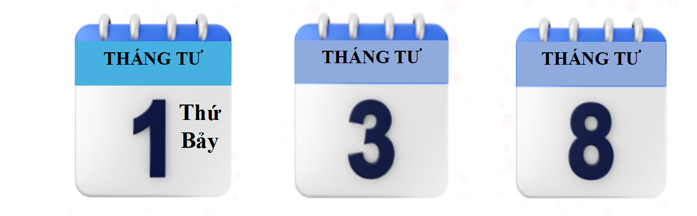 Quan sát các tờ lịch rồi viết vào ô trống cho thích hợp: (ảnh 1)