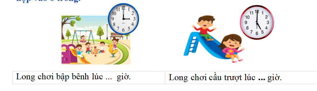 Chủ Nhật, Long được mẹ cho đi công viên chơi. Quan sát, viết số thích hợp vào ô trống. (ảnh 1)