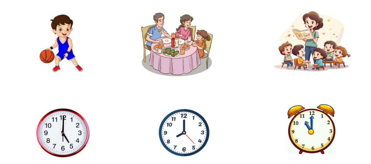 Nối tranh với đồng hồ thích hợp: (ảnh 1)