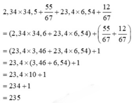 Tính 2,34 × 34,5 + + 23,4 × 6,54 + (ảnh 1)