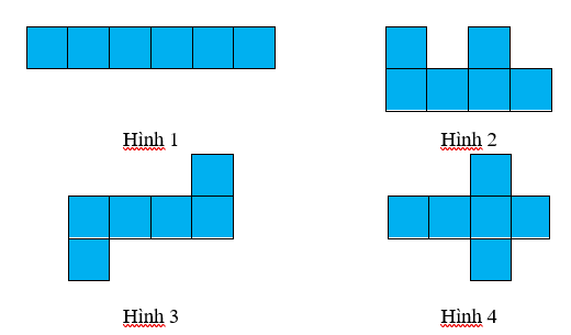 Trong các hình dưới đây, hình triển khai của hình lập phương là:  (ảnh 1)