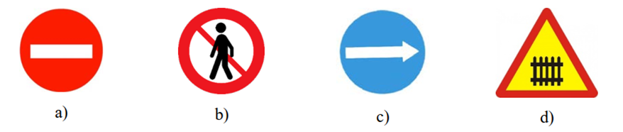 Trong các biển báo giao thông sau, biến báo nào không có trục đối xứng? (ảnh 1)