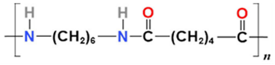 Polymer X có đặc tính dai, bền, mềm mại, óng mượt, ít thấm nước và mau khô khi giặt nên được sử dụng để dệt vải may mặc, vải lót săm lốp xe, dệt bít tất, đan lưới,. Cấu tạo của polymer X như hình dưới:  Trong các nhận xét sau về polymer X, nhận xét nào đúng? (ảnh 1)