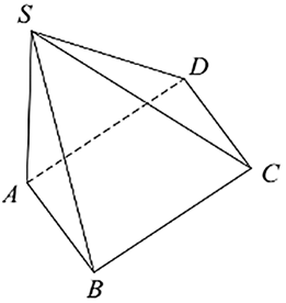 Diện tích xung quanh của hình chóp \(S.ABCD\) (hình bên) gồm diện tích những mặt nào? (ảnh 1)